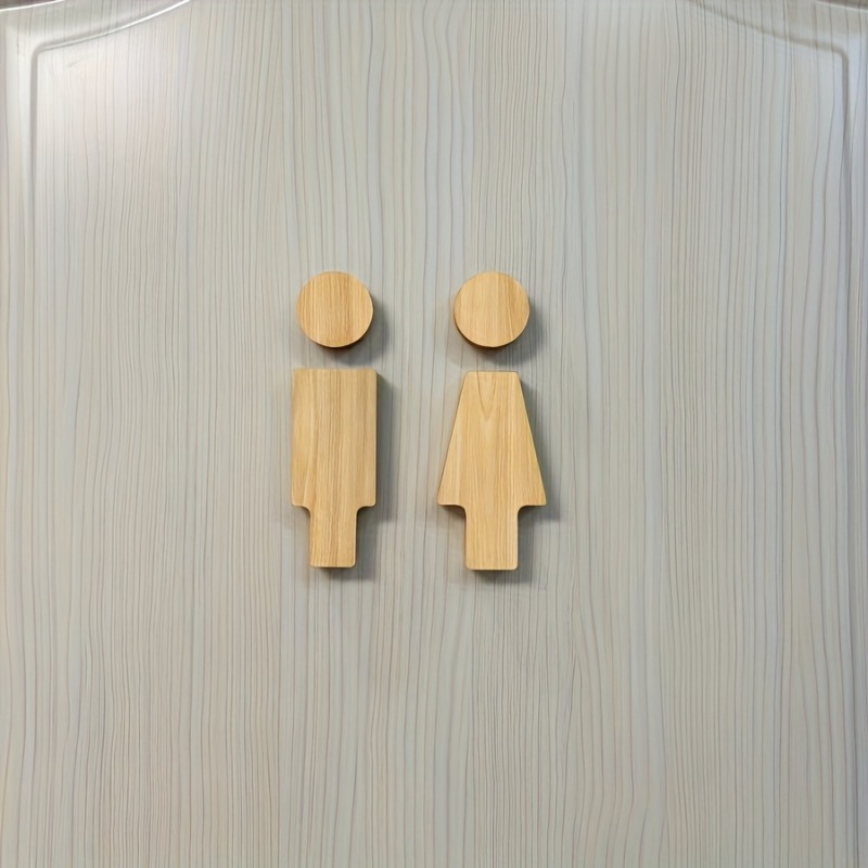 Home Or Office Use - 2PCS Wooden Bathroom Sign for Men's