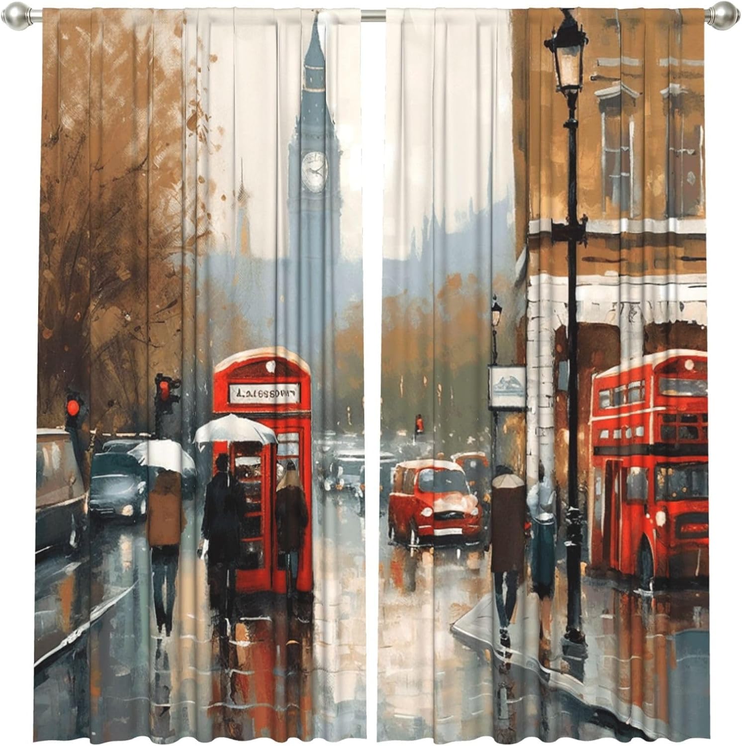 Home Office Of London - Vintage London Street Art Curtain Polyester