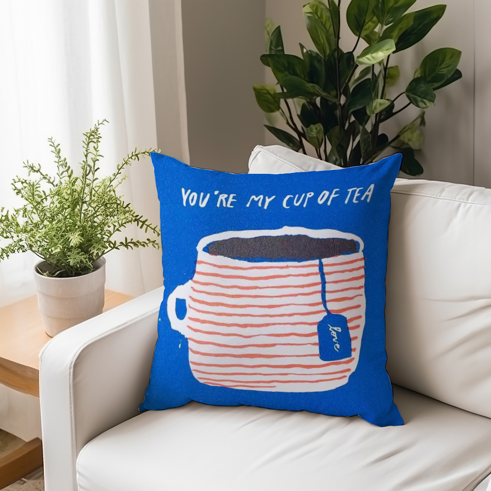 Home Office British - 1pc Pillowcase, Colorful British Teacup Cushion