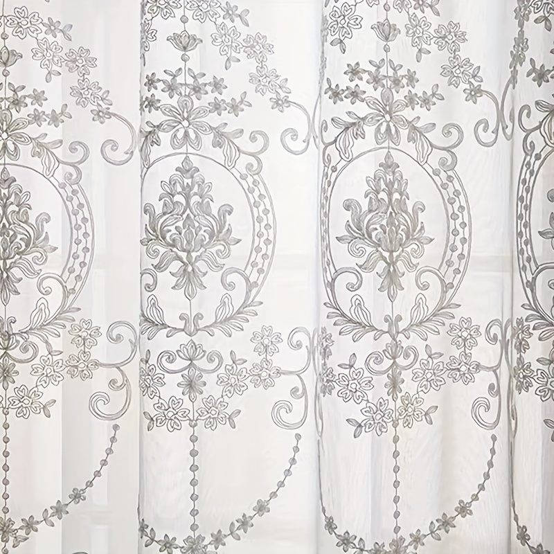 1pc White Embroidered Sheer Cu - Home Office Setup Ideas ulasan dan harga