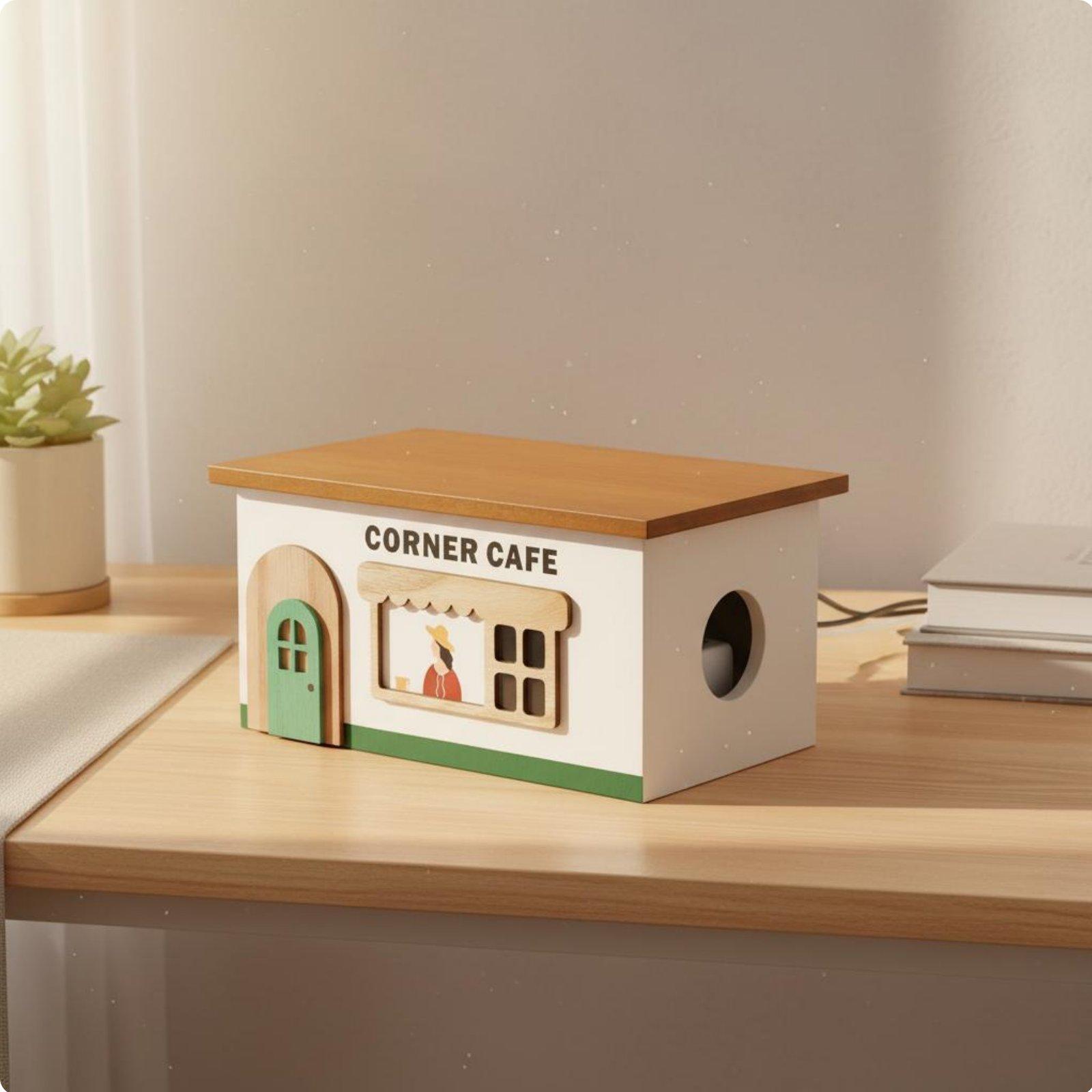Wooden Cord Management Box Tid - Cable Management Box ulasan dan harga