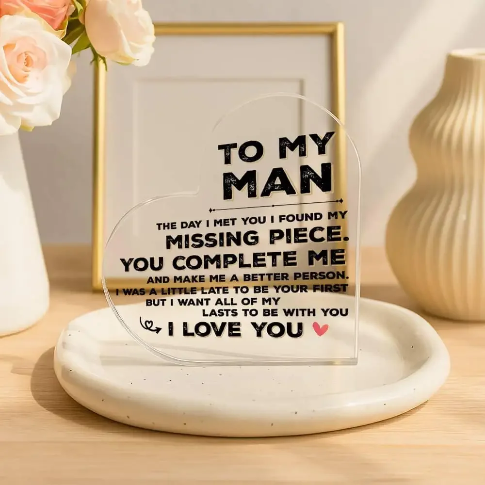 Heart Acrylic Plaque To My Man - Home Office Quotes ulasan dan harga