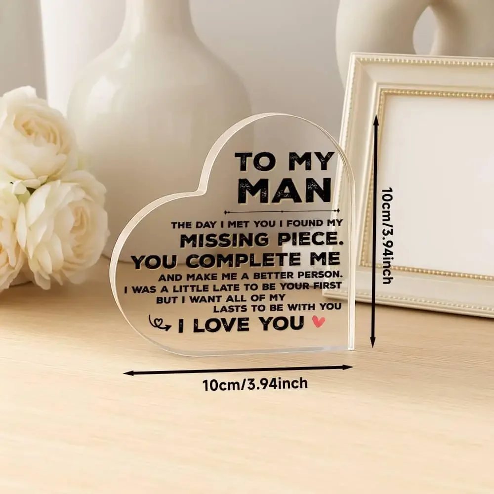 Heart Acrylic Plaque To My Man - Home Office Quotes ulasan dan harga