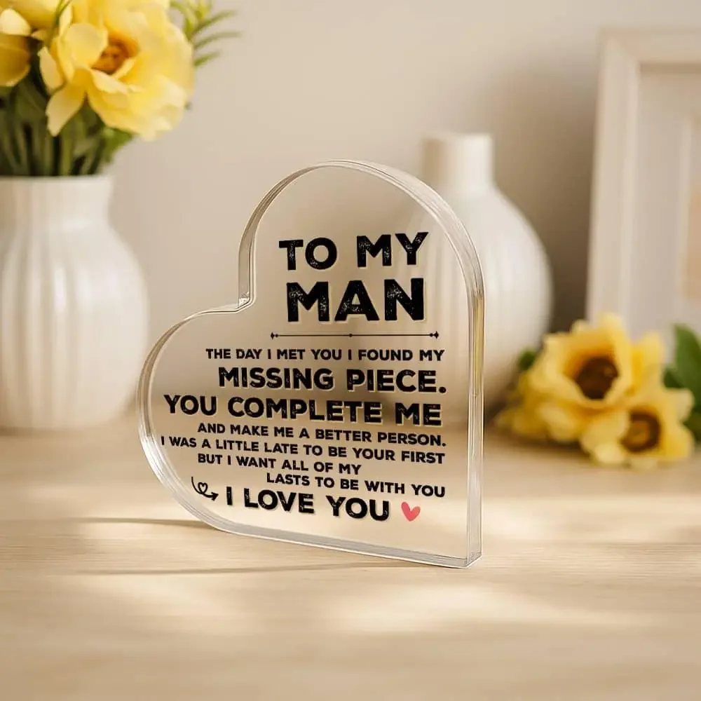 Heart Acrylic Plaque To My Man - Home Office Quotes ulasan dan harga