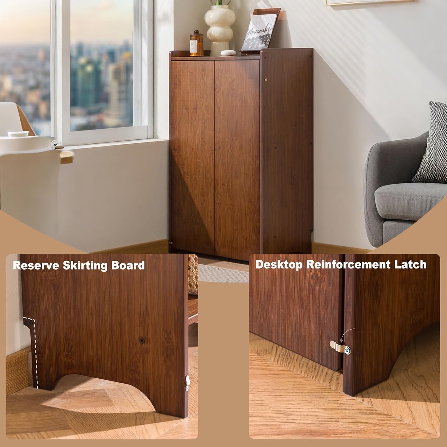 Bamboo Folding Desk With Stora - Home Office Hideaway Desk ulasan dan harga