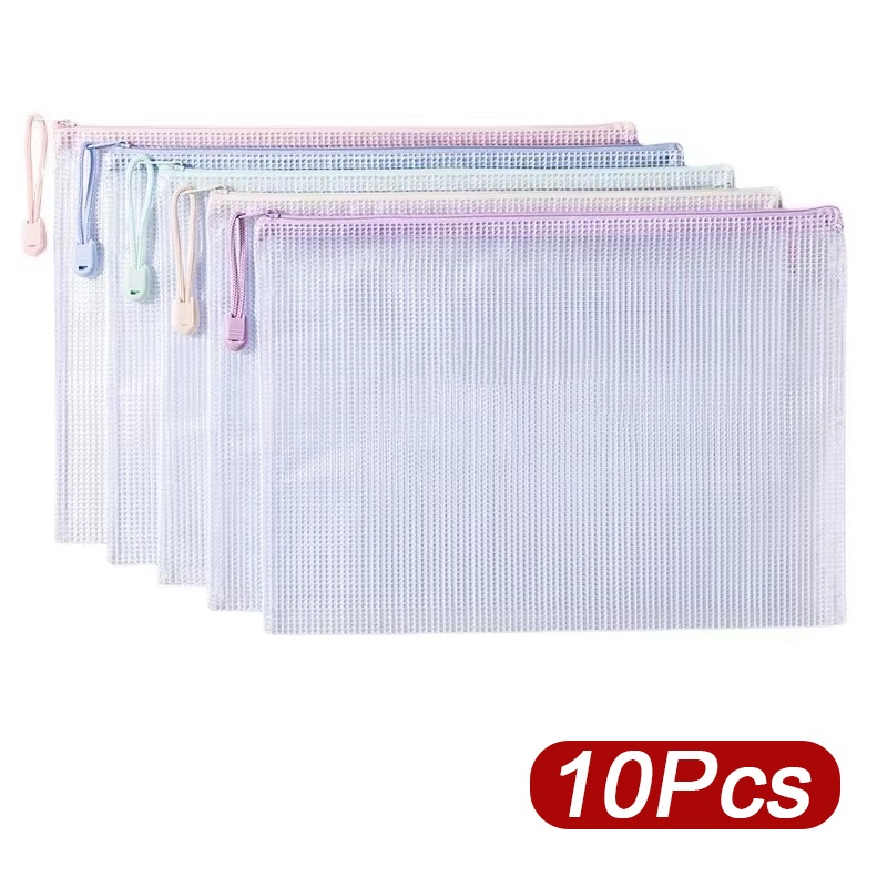 5-30pcs Zipper Mesh Bag A4/A5  - Home Office Student ulasan dan harga