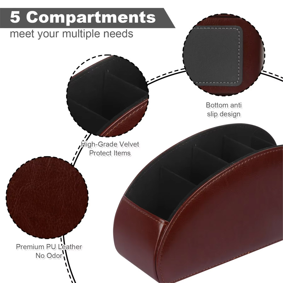 1Pc 5 Grid PU Leather Desktop  - Home Office Setup ulasan dan harga