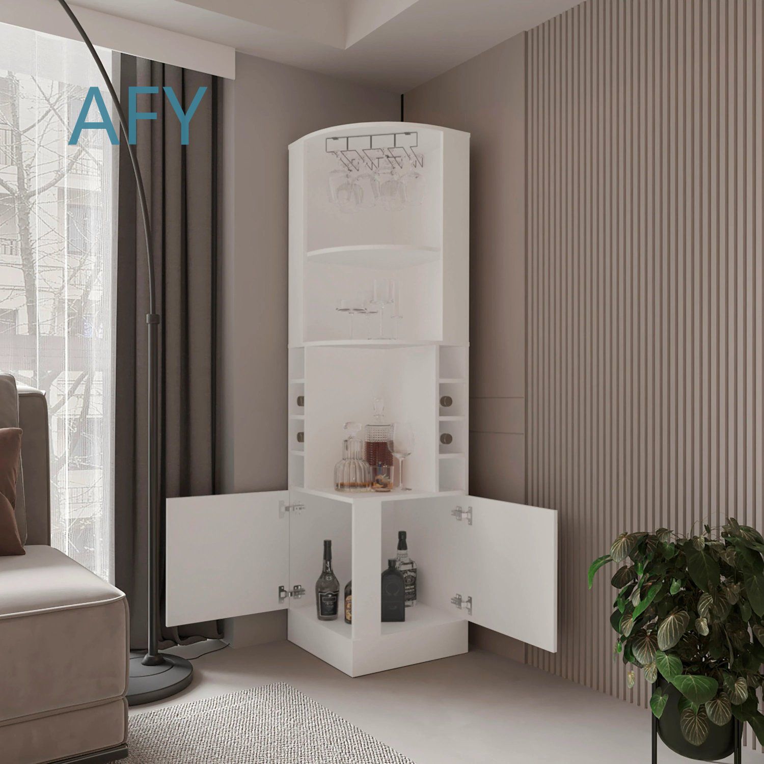 White Corner Bar Cabinet with  - Home Office Ikea ulasan dan harga