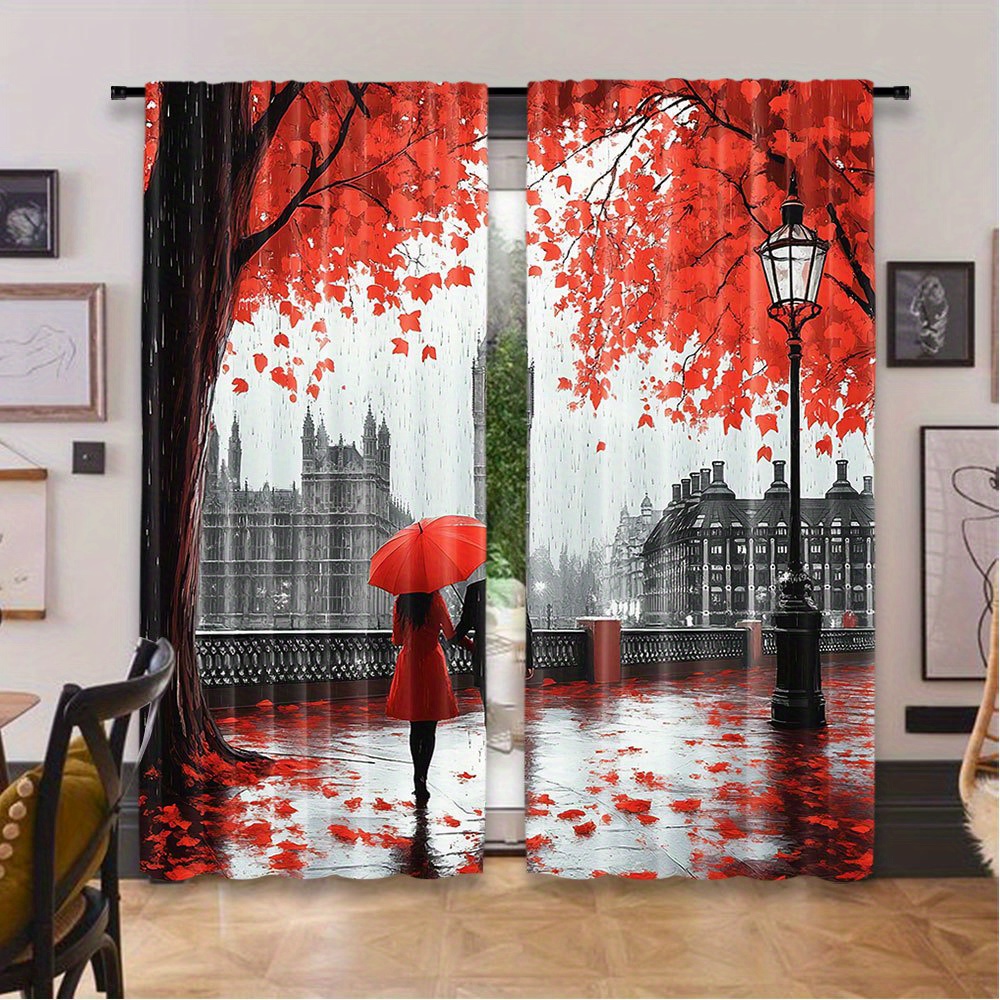 Romantic Autumn Red Leaves Cur - Home Office Of London ulasan dan harga