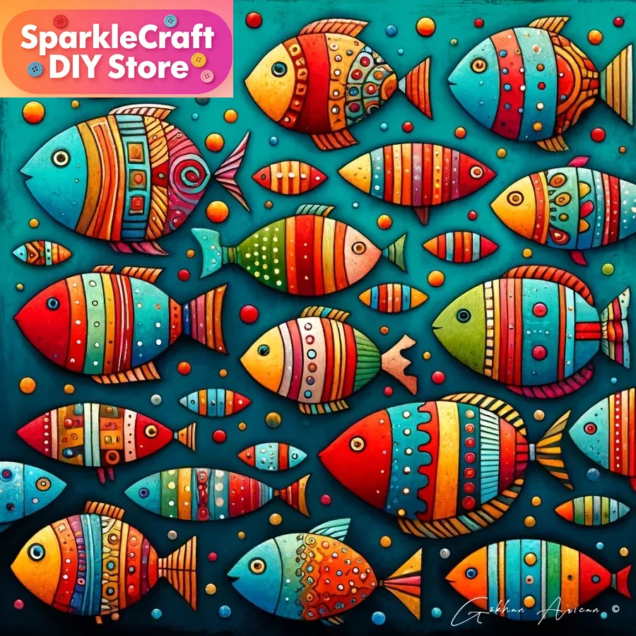 Colorful Whimsical Fish School - Home Office Setup ulasan dan harga
